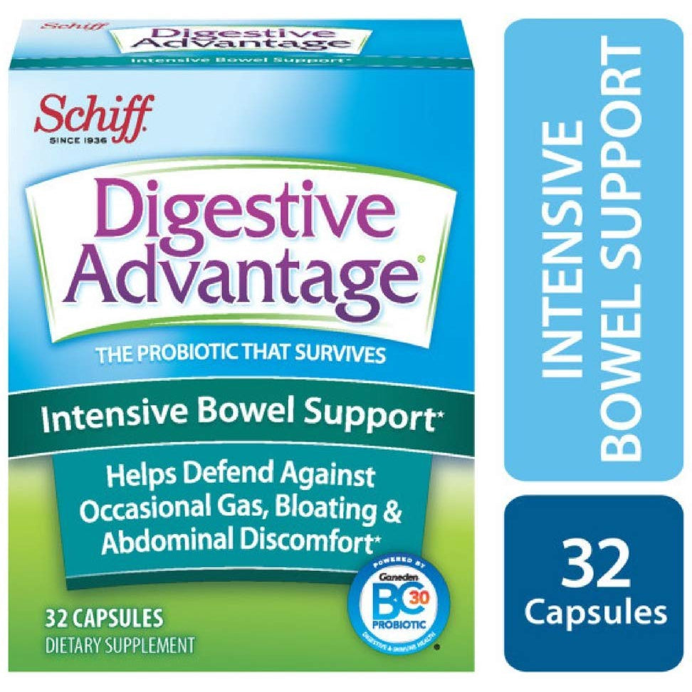 Schiff Digestive Advantage Intensive Bowel Support Probiotic Supplement, 32 Capsules