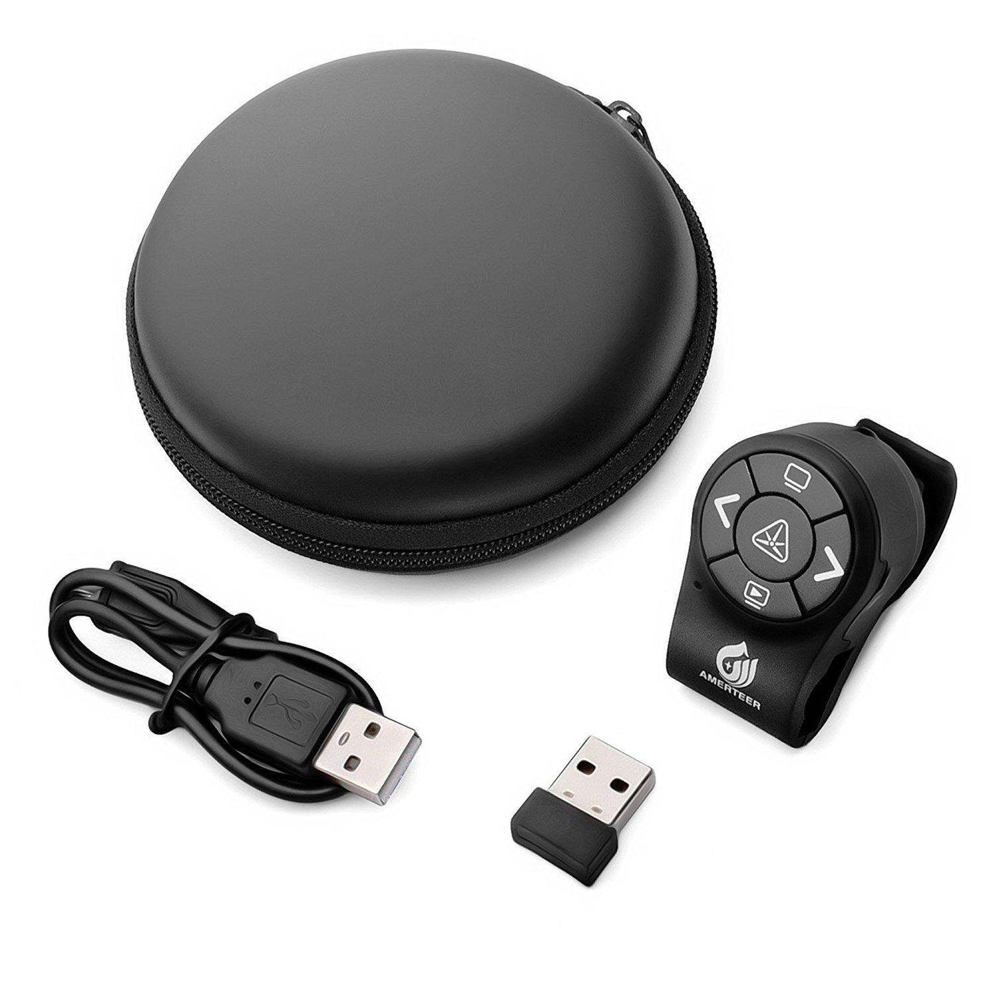 AMERTEER Wireless Presenter RF 2.4GHz Presentation Laser Pointer Finger Ring Remote Clicker Pen Rechargeable