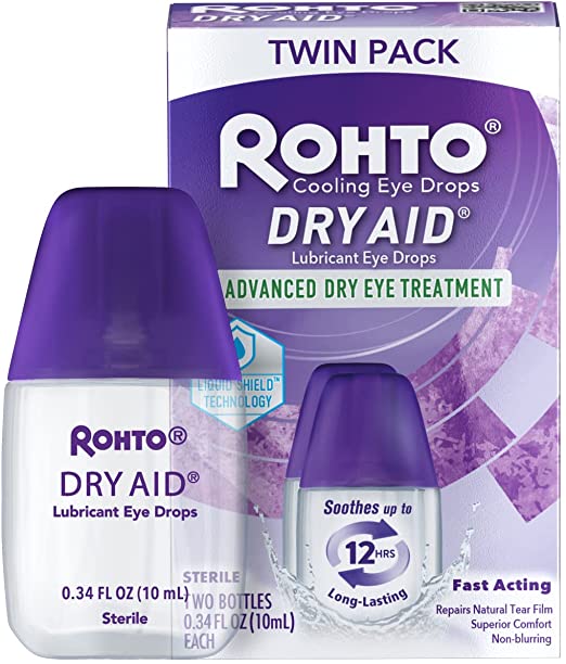 ROHTO Dry-Aid Advanced Dry Eye Treatment Lubricant Eye Drops Twin Pack 0.34 Oz PACKAGING MAY VARY