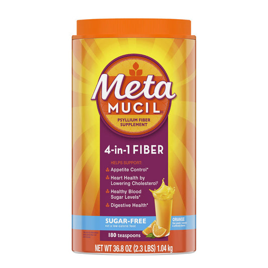 Metamucil Psyllium 4-IN-1 Fiber Supplement Sugar-Free, Orange, 36.8oz