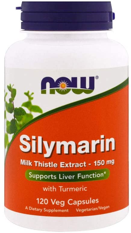 NOW Supplements Silymarin Milk Thistle Extract 150 mg with Turmeric, 120 Veg Capsules Supports Liver Function