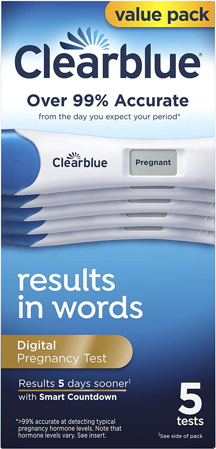 ClearBlue Digital Pregnancy Test, 5 Days Result with Smart Countdown, 5 Tests