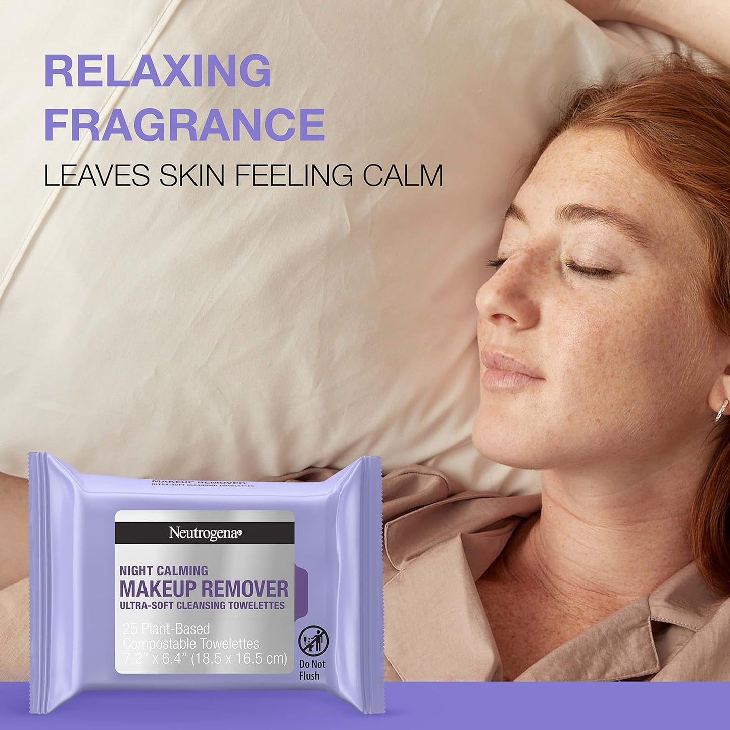 Neutrogena Nigh Calming Makeup Remover Ultra Soft Cleansing Towelettes 25 Counts