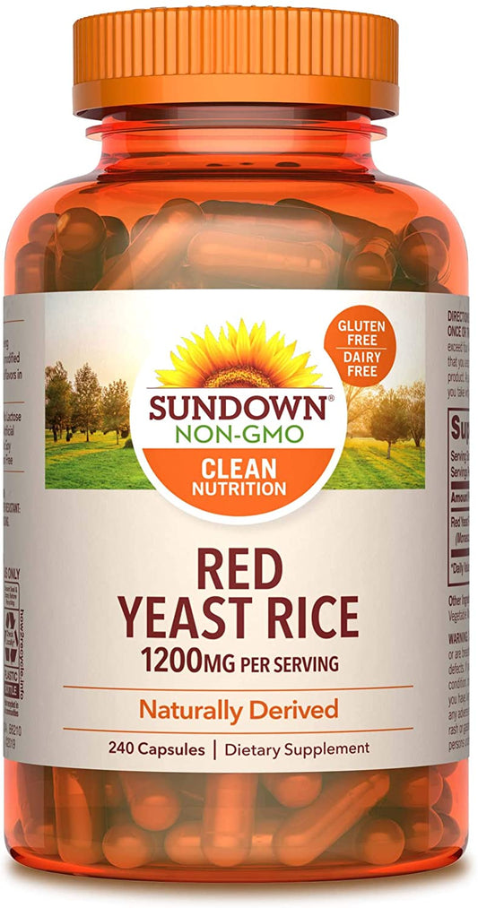 Sundown Red Yeast Rice 1200mg Naturally Derived, 240 Capsules