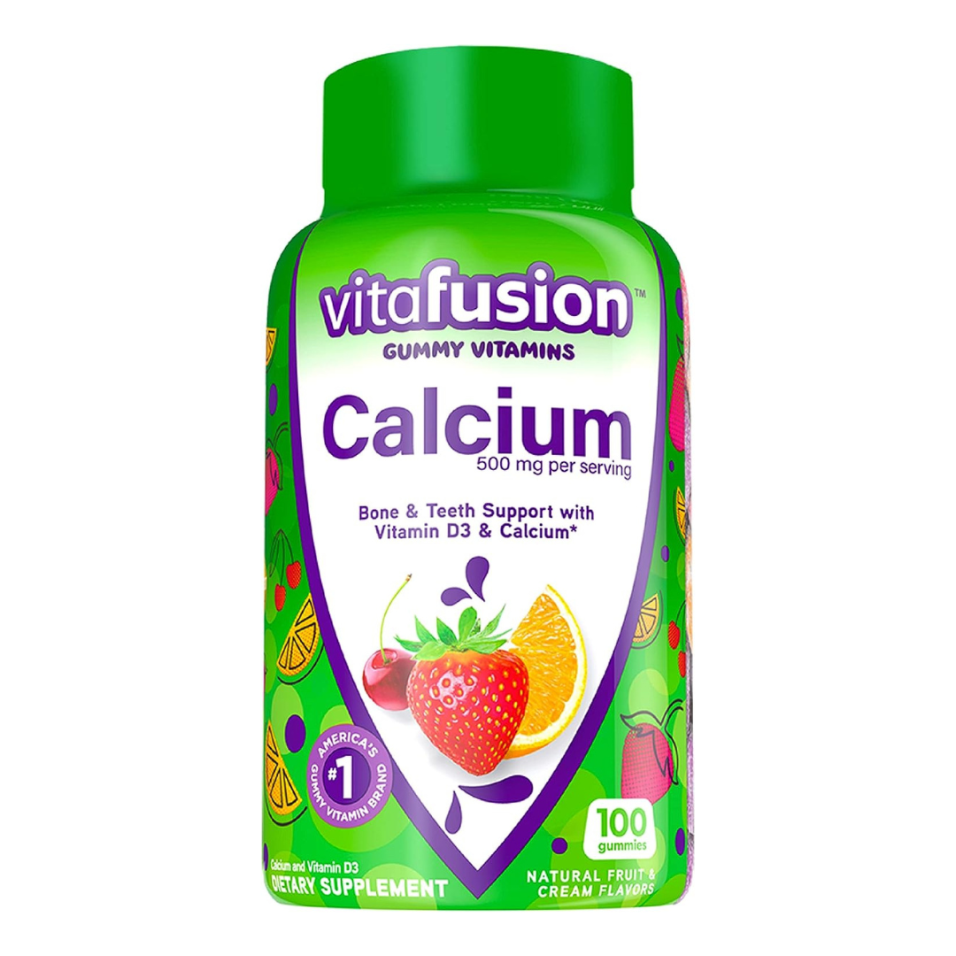 Vitafusion Calcium + D3 Gummy Vitamins for Bone & Teeth Support, Natural Fruit & Cream Flavors, 100 Gummies