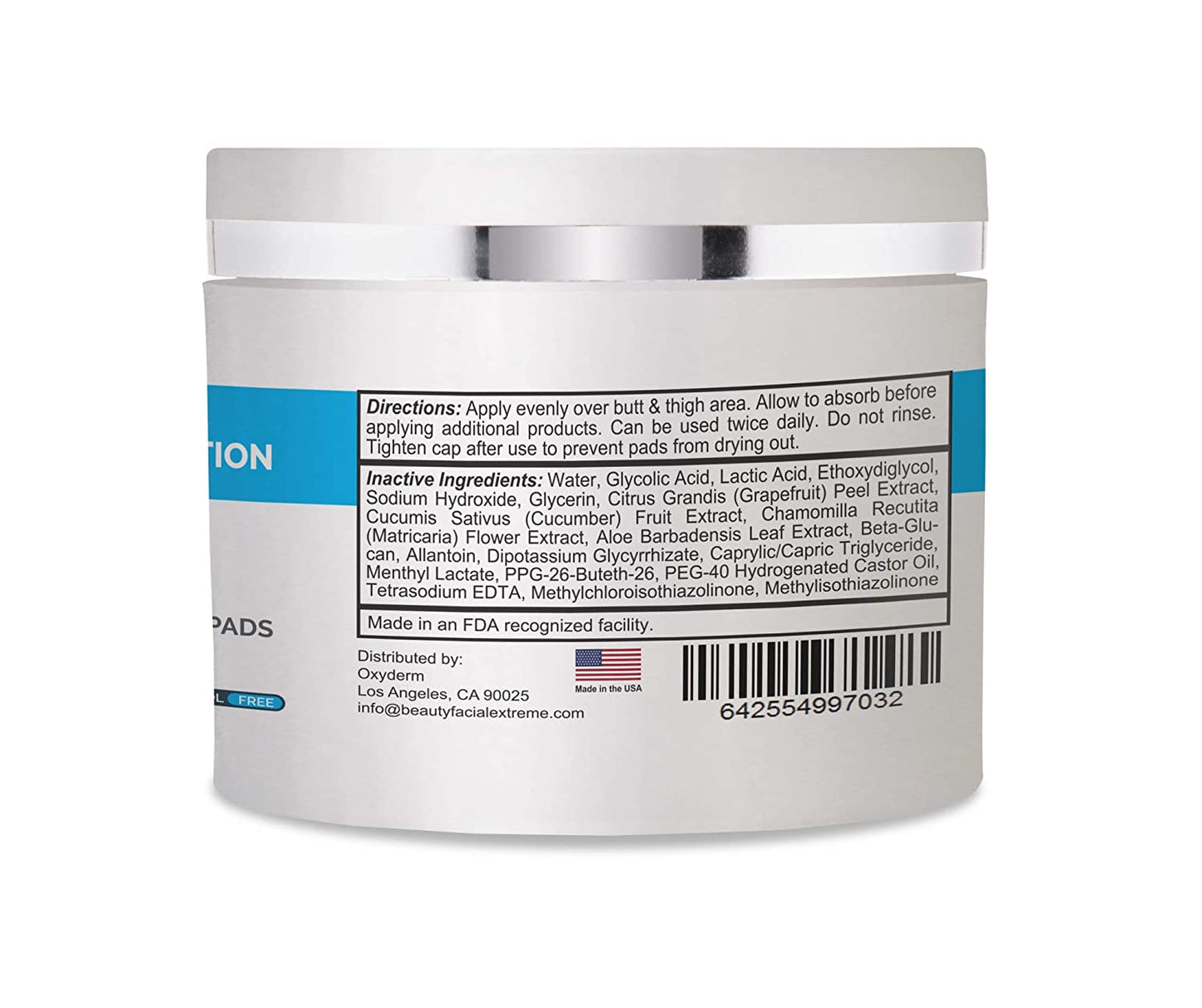 Oxyderm 3-In-1 Action Butt & Thigh Acne Treatment Peel Pads with Salicylic, Glycolic and Lactic Acid, 60 Medicated Pads