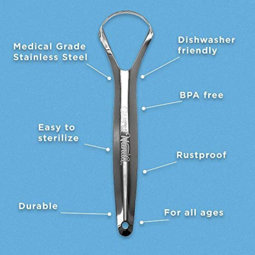 Guru Nanda Stainless Steel Tongue Scrapers (2 Pack)