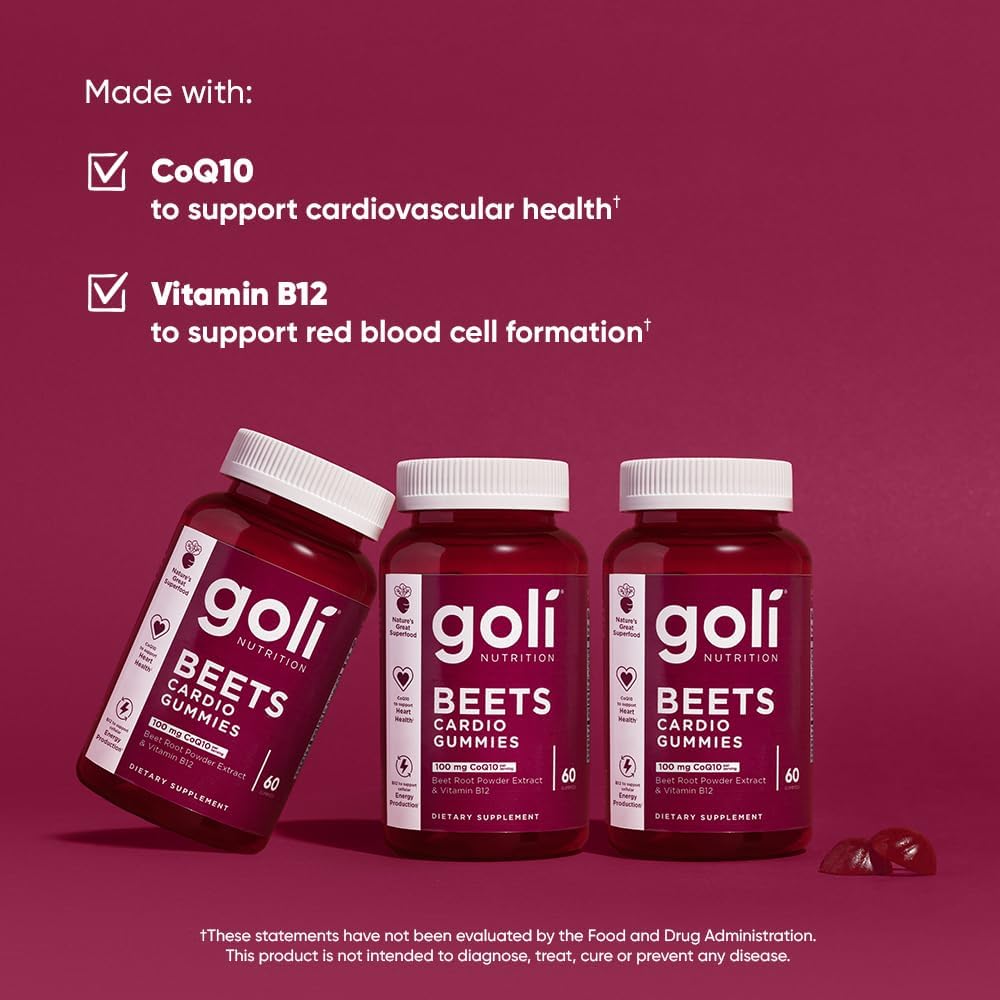 Goli Nutrition Beets Cardio Gummies 100mg CoQ10 60 Gummies