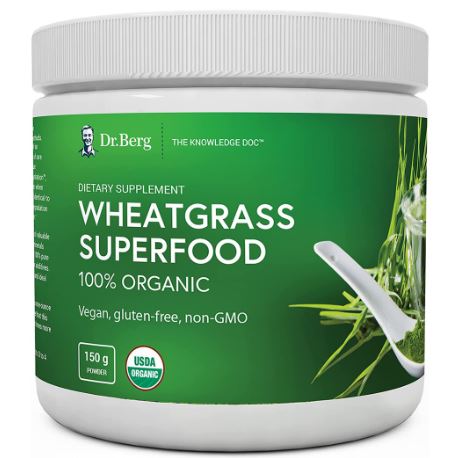 Dr. Berg's Wheat Grass Juice Powder 60 Servings, 5.3 oz (Solo Pack)