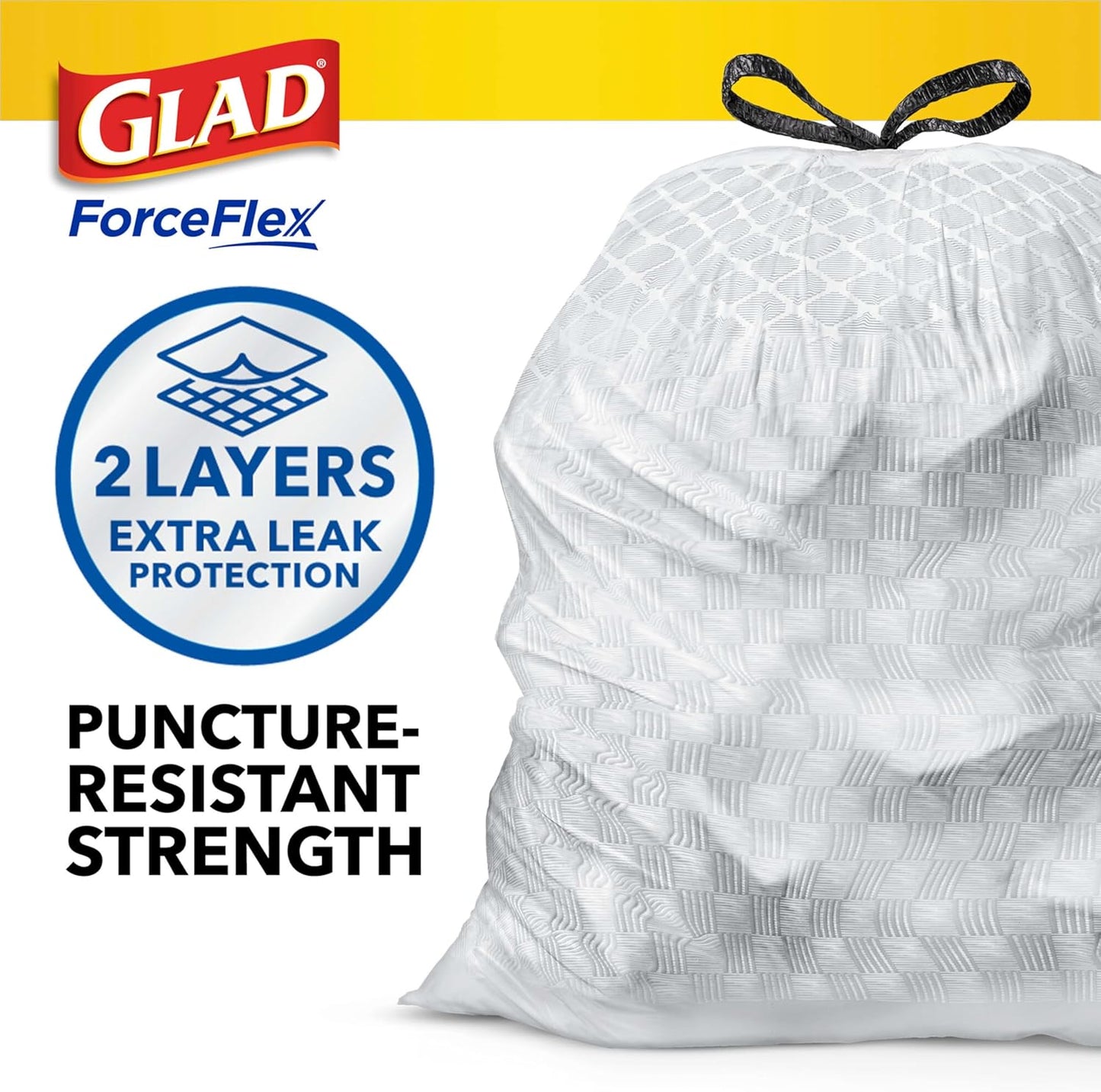 Glad ForceFlex Tall Kitchen Trash Bags 13 Gallon Fragrance Free, 110 Bags
