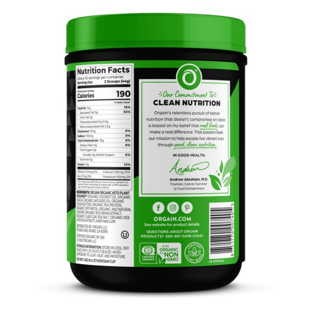 Orgain Keto Plant Protein Powder, Vanilla Bean - 15.5oz 440g