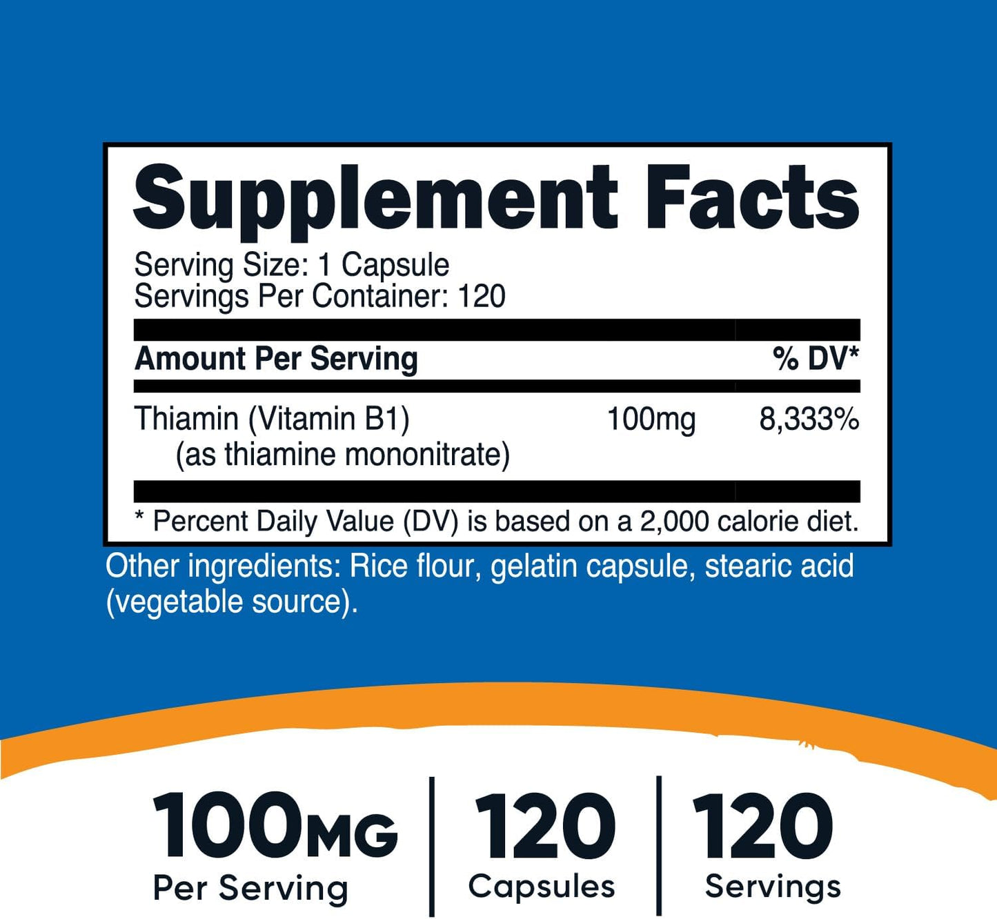 Nutricost Vitamin B1 Thiamine Mononitrate 100mg Supplement 120 Capsules