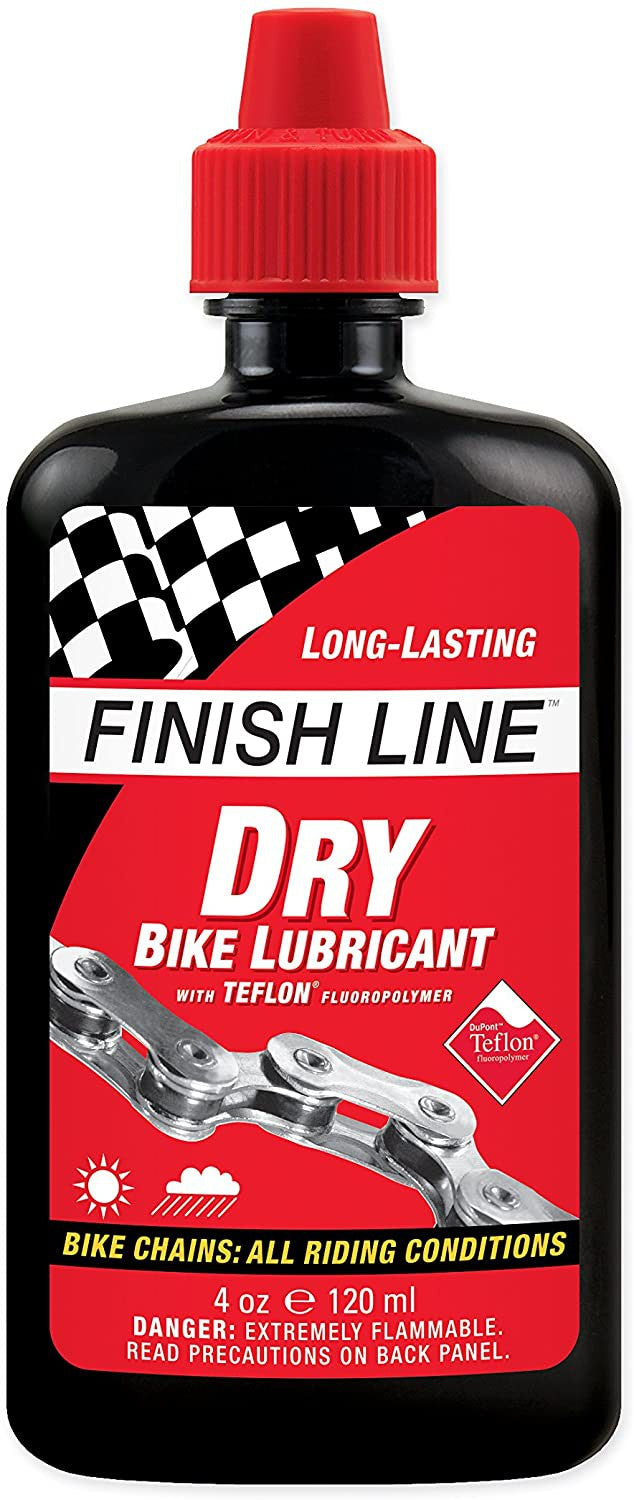 Finish Line DRY Teflon Bicycle Lubricant Chain Lube 4 oz, 120 ml Long Lasting
