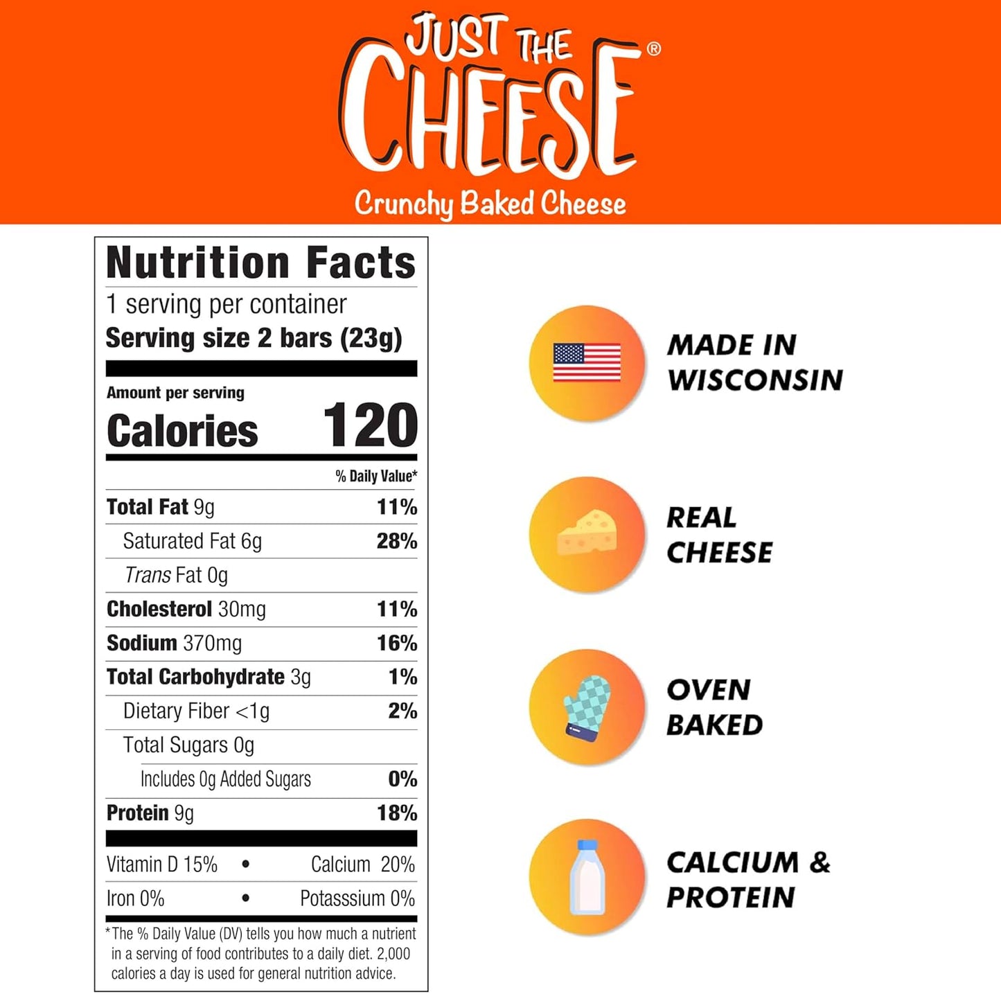 Just The Cheese Crunchy Baked Cheese, Aged Cheddar Blend & Cheese 23 g / 0.8 oz