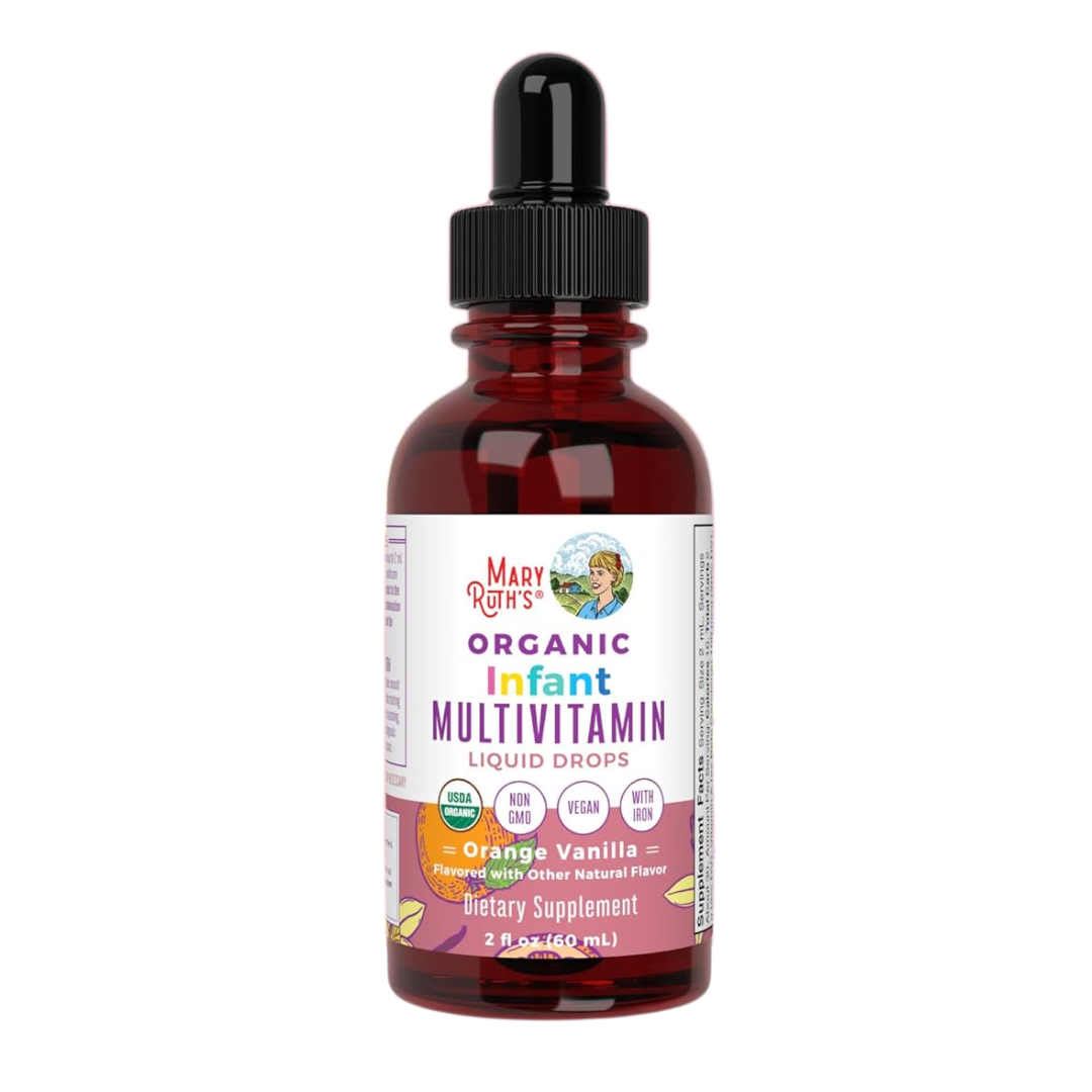Mary Ruth's Organic with Iron Infant Multivitamin for Immune Support Orange Vanilla, 60 ml / 2 fl oz
