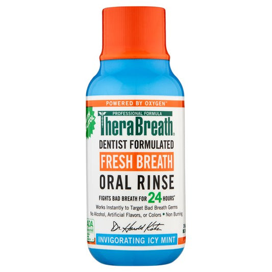 TheraBreath Fresh Breath, 24 Hour Dentist Formulated Oral Rinse, Invigorating Icy Mint, 3 fl.oz