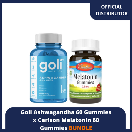 Goli Ashwagandha 60 Gummies x Carlson Melatonin 60 Gummies BUNDLE