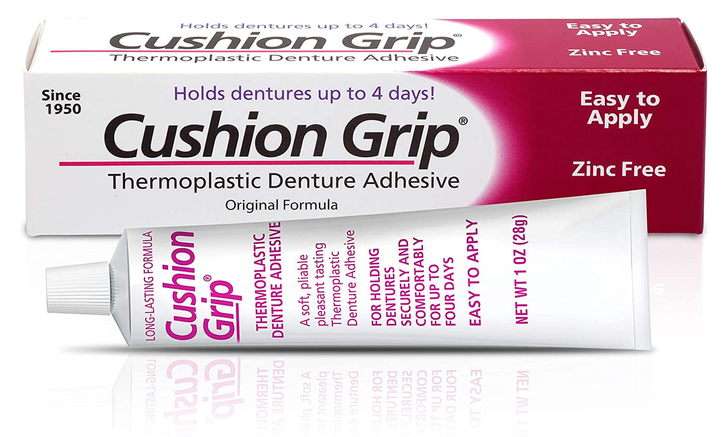 Cushion Grip Thermoplastic Denture Adhesive for Refitting Dentures, 1 oz (Packaging may Vary)