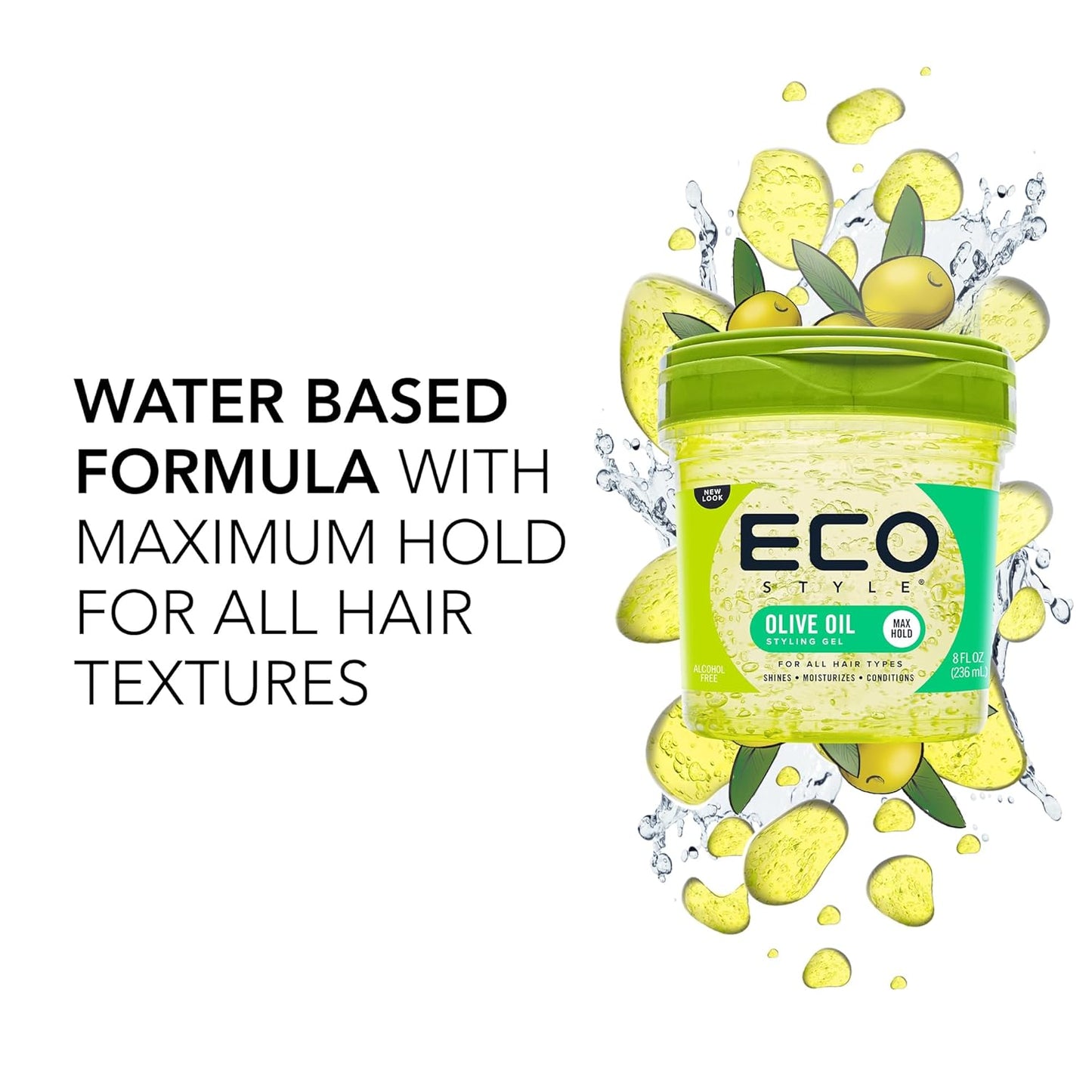 Eco Style Olive Oil Styling Gel Max Hold, 236 ml / 8 fl oz