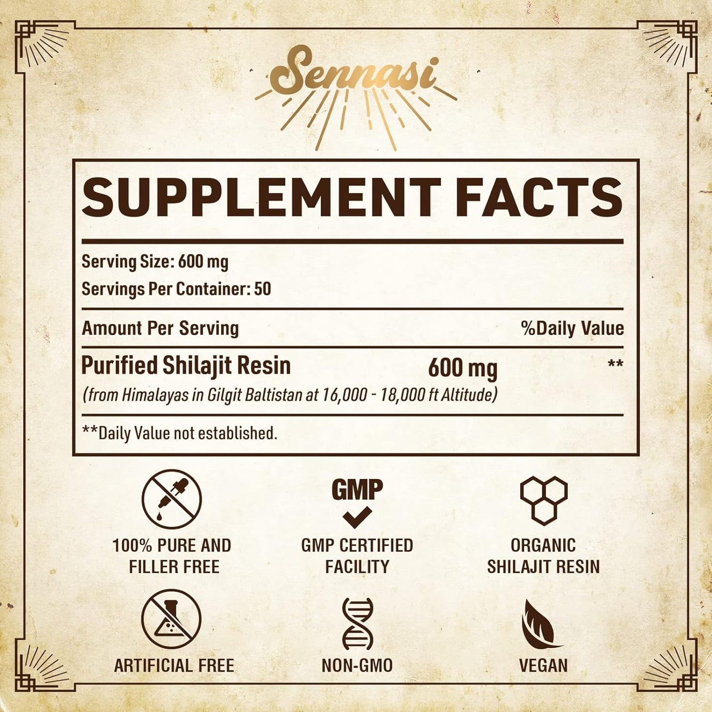 Sennasi Shilajit Natures Gift From The Himalayas 600mg, 1.05oz / 30g