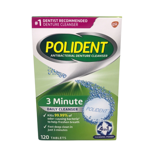 Polident 3-Minute Anti-Bacterial Denture Cleanser, 120 Tablets