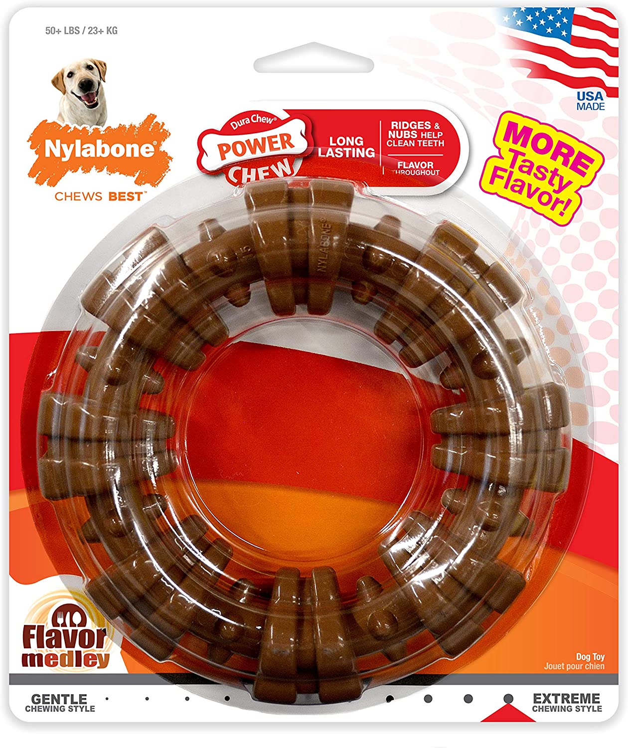 Nylabone Dura Chew Power Chew Textured Ring, for X-Large/Souper 50+ LBS Dogs Chew Toy (NCF315P)