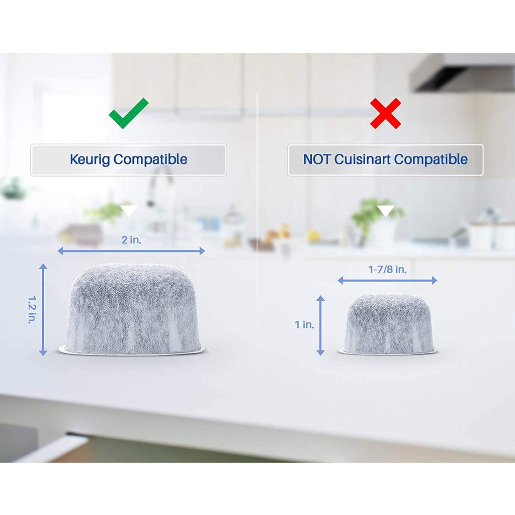 K&J Replacement Charcoal Water Filters Universal Fit for Keurig 2.0 & Older Coffee Machines, 6 Pack