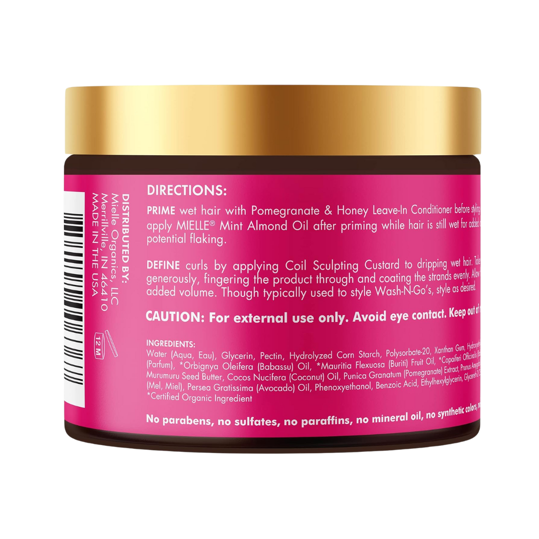 Mielle Pomegranate & Honey Coil Sculpting Custard Enhances Curl Hair 12 oz / 340g