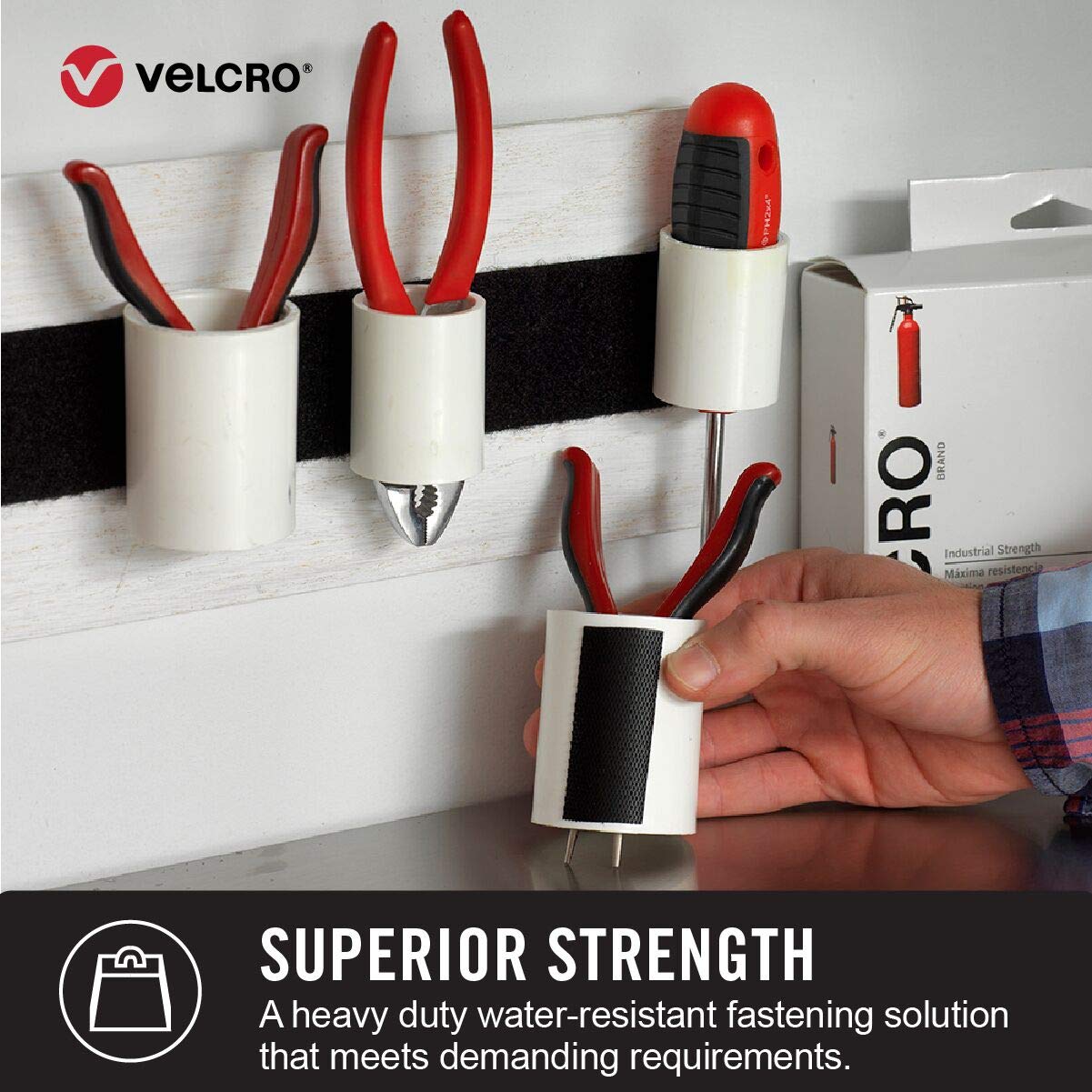 Velcro Brand Industrial Strength 10 lbs Strong (1 Roll, 4 ft x 20 inch) Stick On