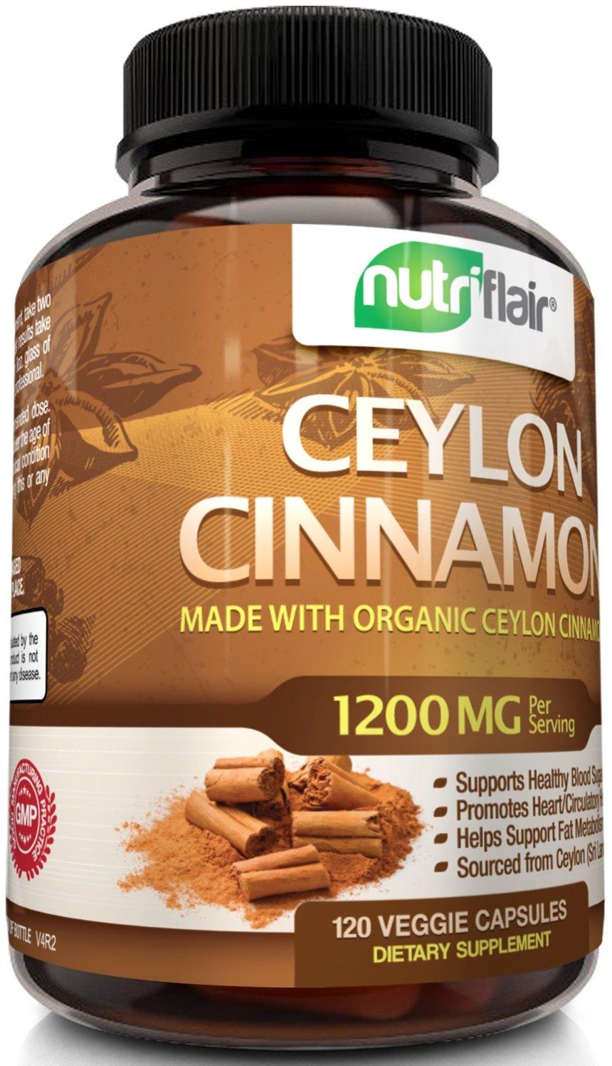 NutriFlair Ceylon Cinnamon 1200mg per Serving - 120 Vegetable Capsules