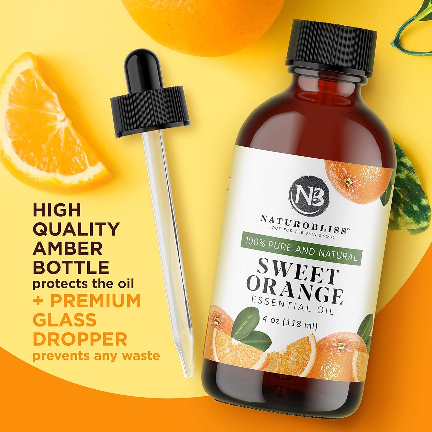 NaturoBliss Sweet Orange Essential Oil, 118 ml / 4 oz