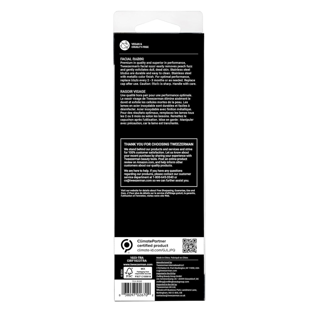 Tweezerman Facial Shaver Tea Rose Color, 1 Count