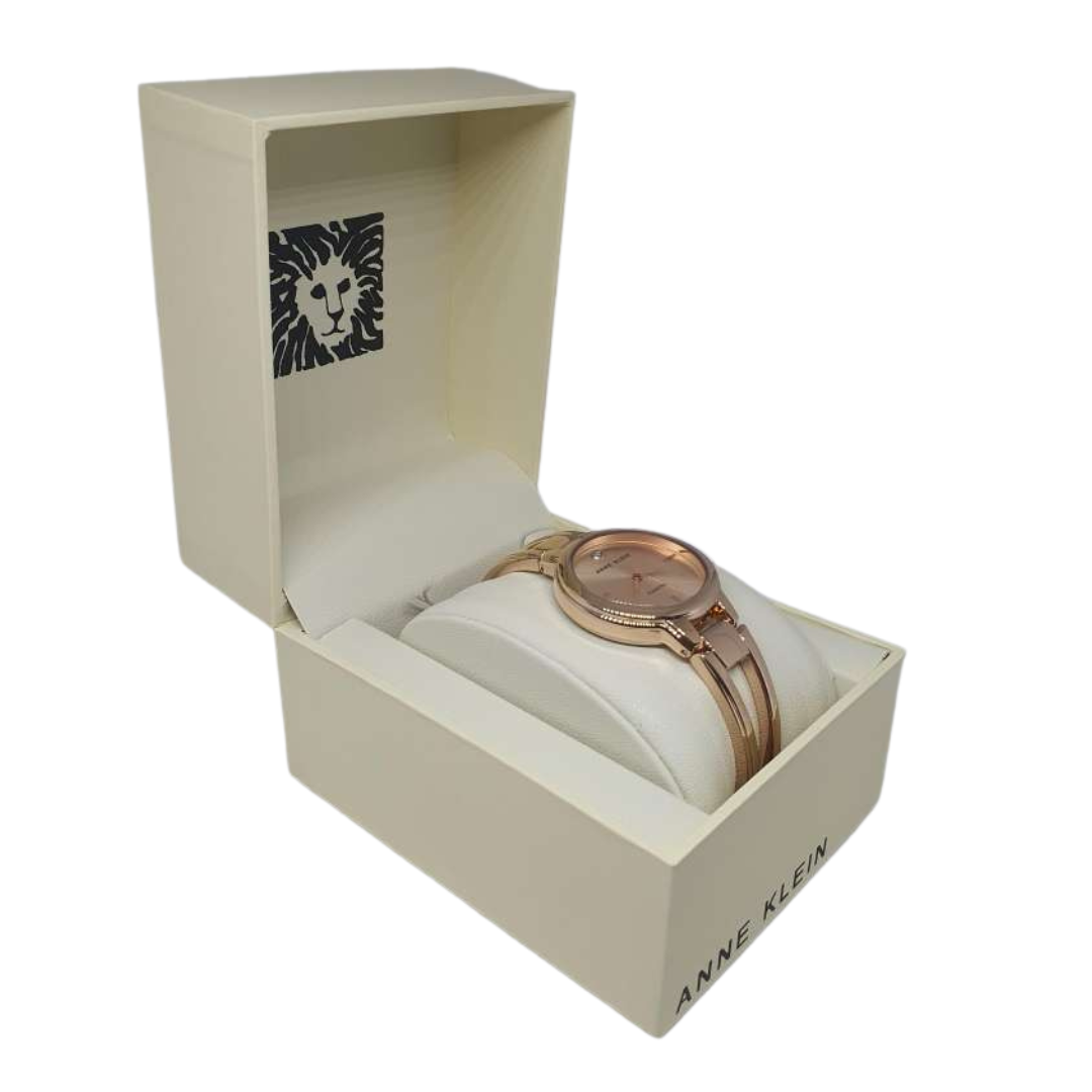 Anne Klein Women's Genuine Diamond Dial Bangle Watch Rose Gold