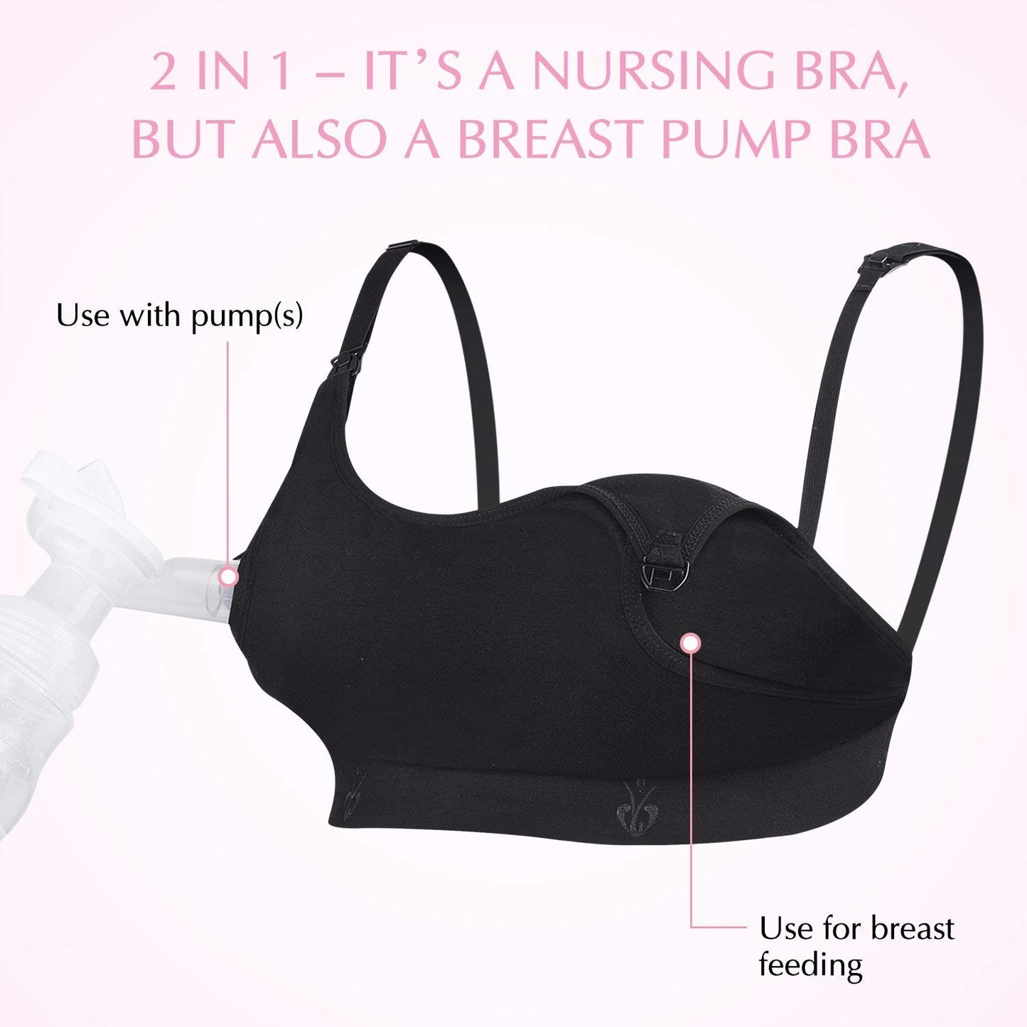 Momcozy Hands Free Pumping Bra Adjustable Breast-Pumps Holding and Nursing Bra, Suitable for Breastfeeding-Pumps by Lansinoh, Philips Avent, Spectra, Evenflo and More (Black, Small)