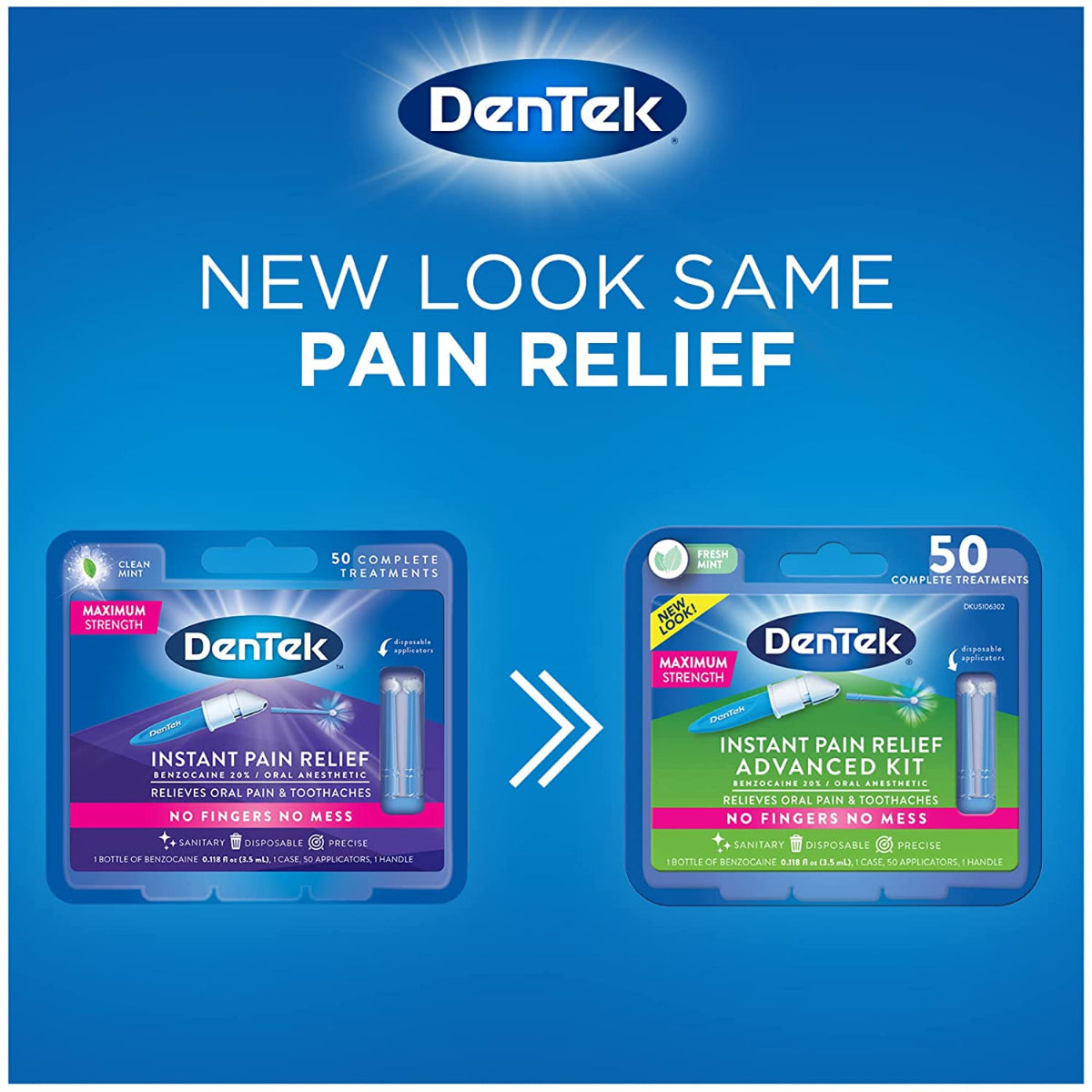 DenTek Instant Oral Pain Relief Maximum Strength Kit for Toothaches, Clean Mint (50 Complete Treatments)