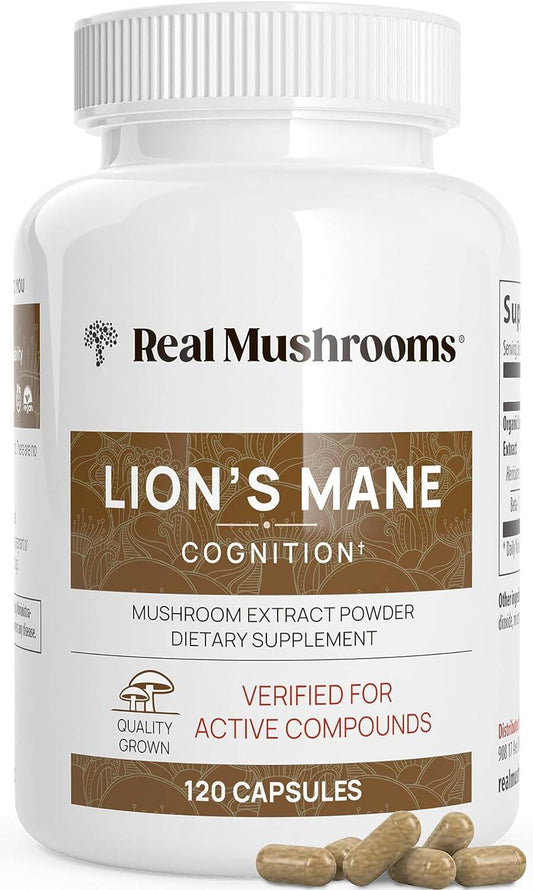 Real Mushroom Lion's Mane Cognition Mushroom Extract Powder (120 Capsules)