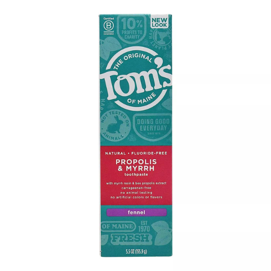 Tom's of Maine Antiplaque Fluoride-free Fennel Toothpaste with Propolis and Myrrh, 5.5 Ounce NO BOX
