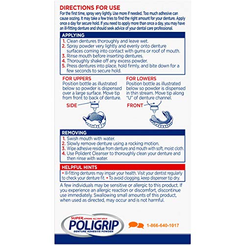 Poligrip Extra Strength Denture and Partials Adhesive Powder, 1.6 oz