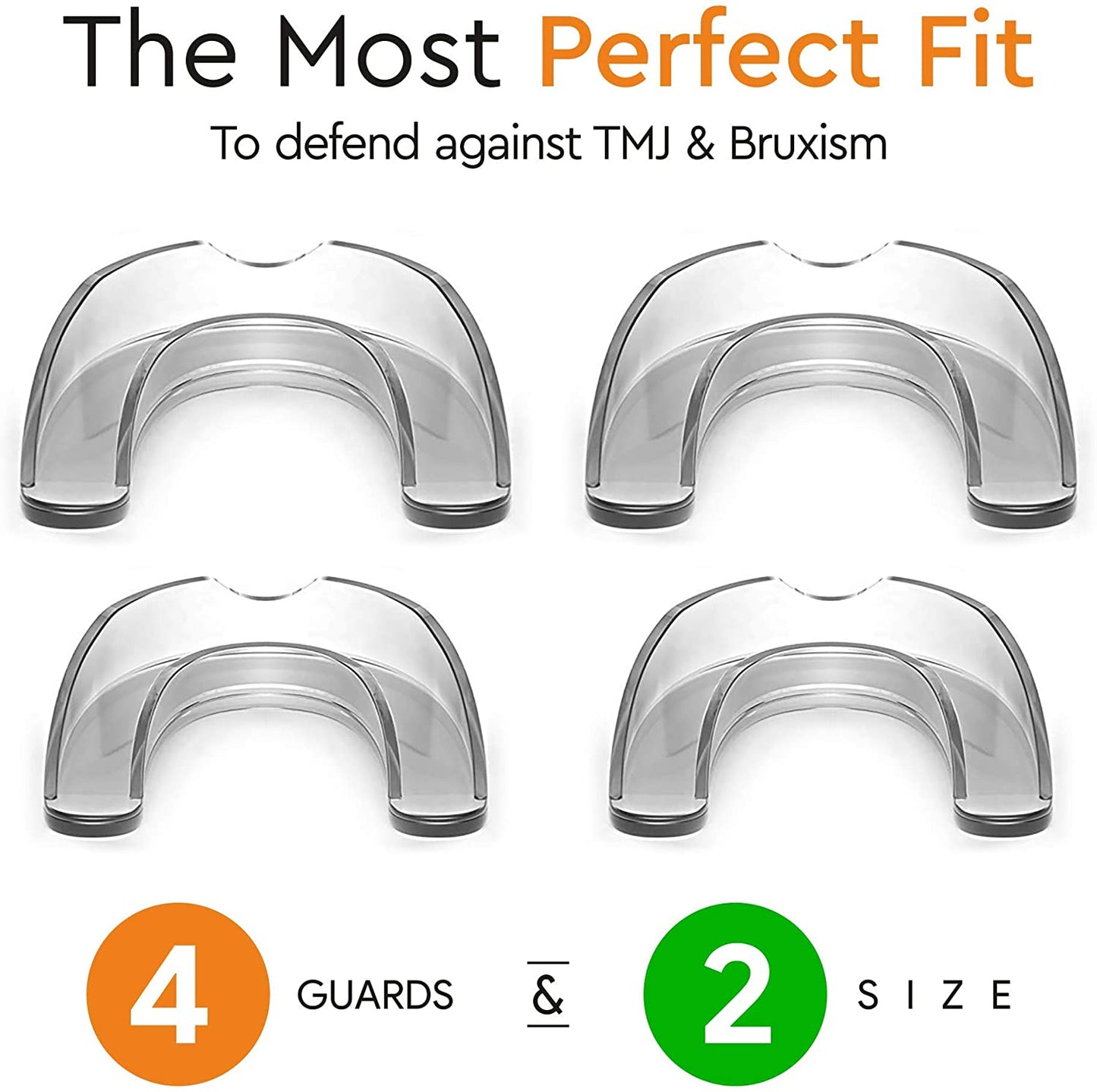 Dental Duty Professional Dental Guards for Teeth Grinding, Bruxism & Teeth Clenching with Antibacterial Dental Guard Case, 2 sizes 4 pieces mouthguard