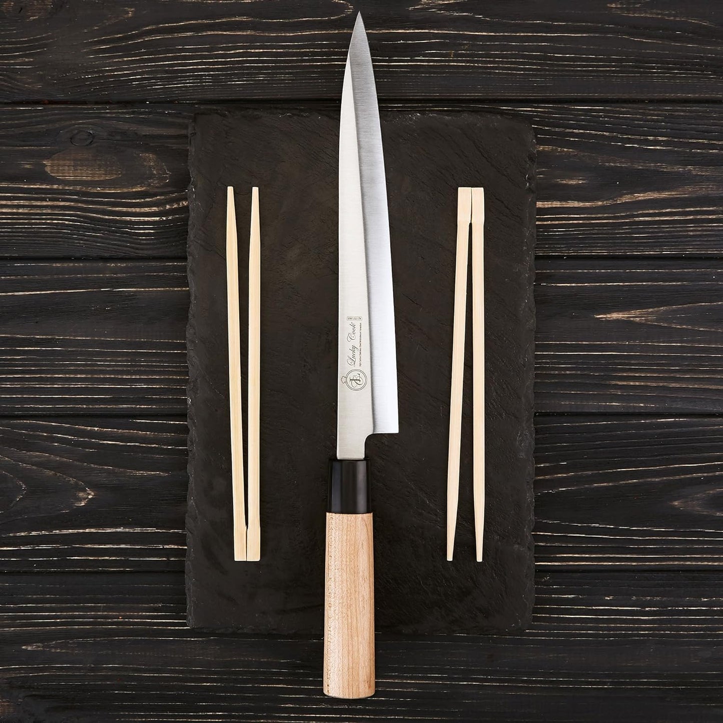 Sashimi Sushi Knife Very Sharp Stainless Steel Blade & Traditional Wooden Handle 10 Inch