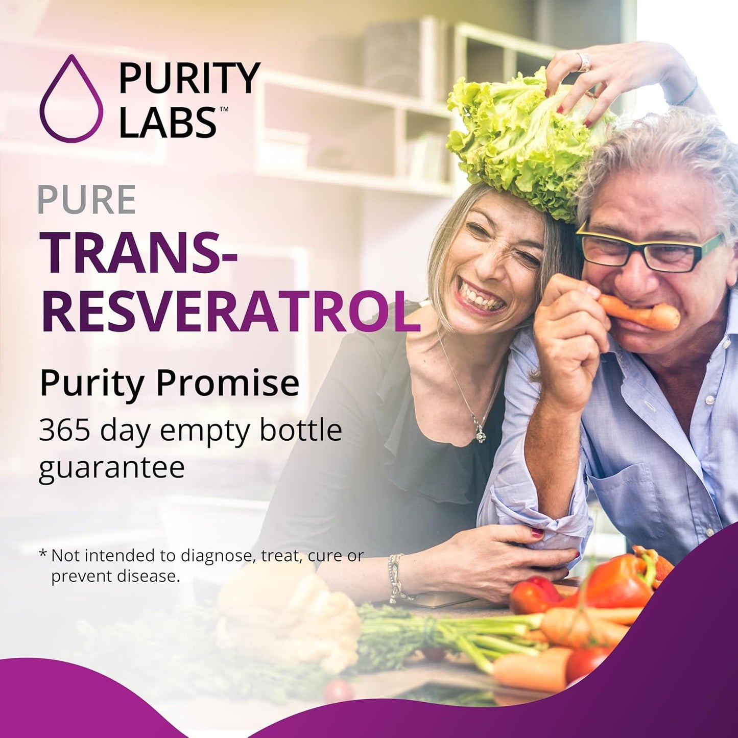 Purity Labs Pure Organic Trans-Resveratrol 1500mg Supplement 90 Vegetarian Capsules