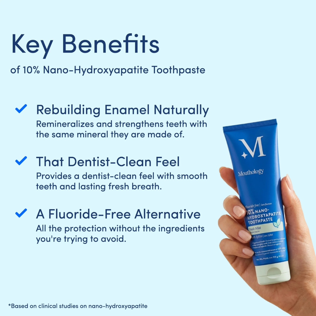 Mouthology 3-in-1 Nano-Hydroxyapatite Toothpaste Fresh Peppermint, 113 g / 4 oz