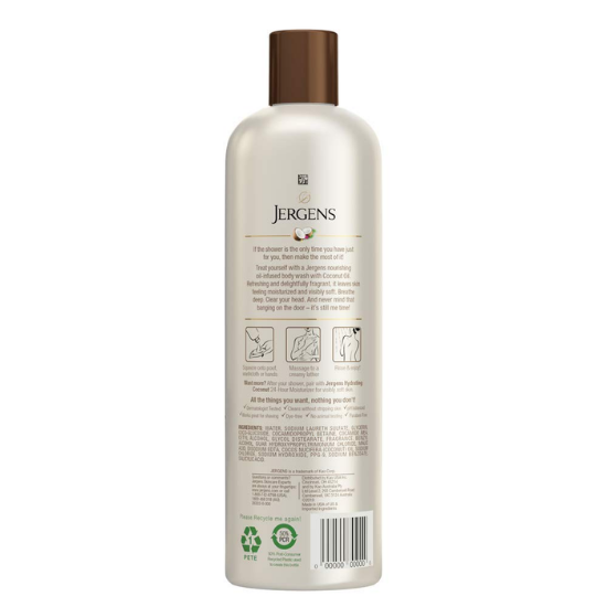 Jergens Hydrating Coconut Oil-Infused Moisturizing Body Wash, 22 fl.oz / 650ml