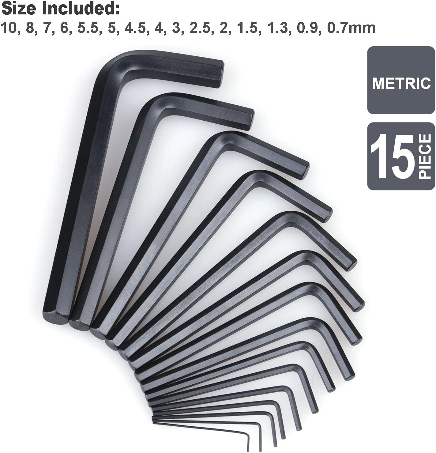 EFFICERE 30-Piece Premium Hex Key Allen Wrench Set, L Shape - 0.028-3/8 inch 0.7-10 mm In Storage Case