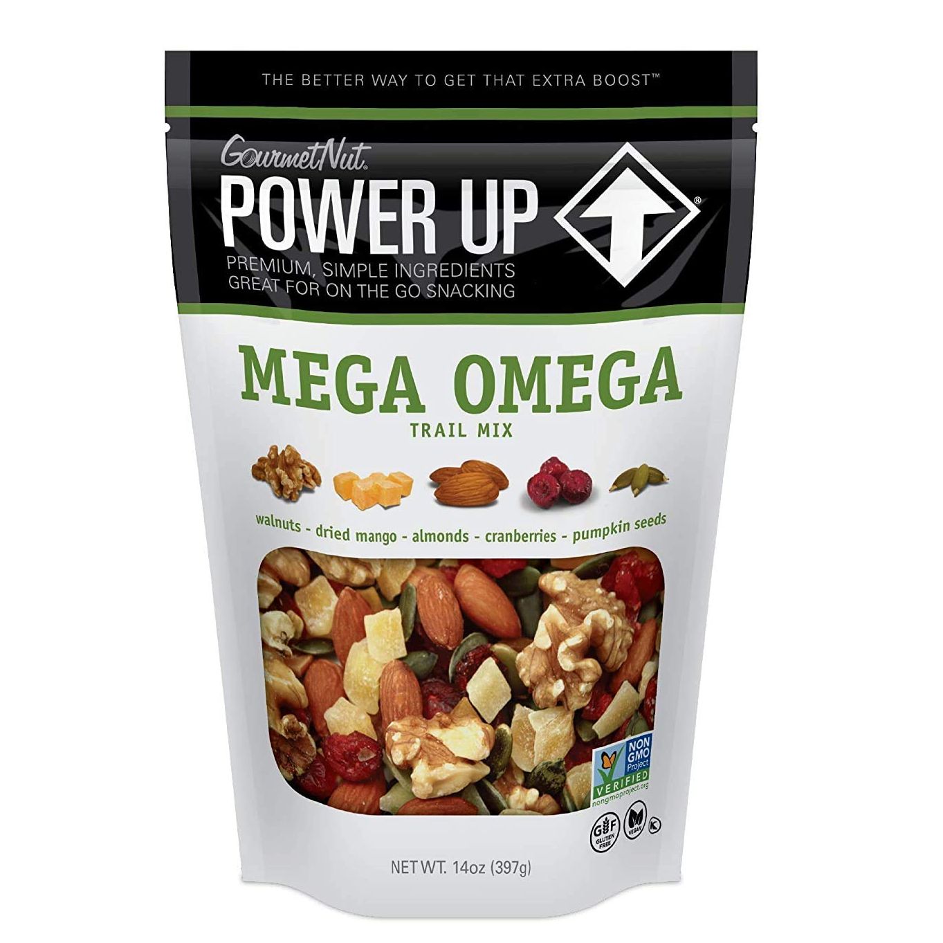 Power Up Gourmet Nut Premuim Trail Mix Mega Omega, 397 g / 14 oz