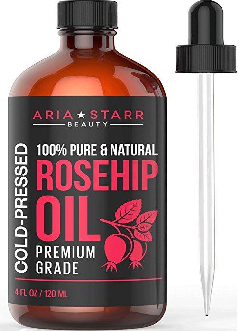 Aria Starr Rosehip Seed Oil Organic Cold Pressed For Face, Skin & Scars - 100% Pure Natural Moisturizer - 4 OZ