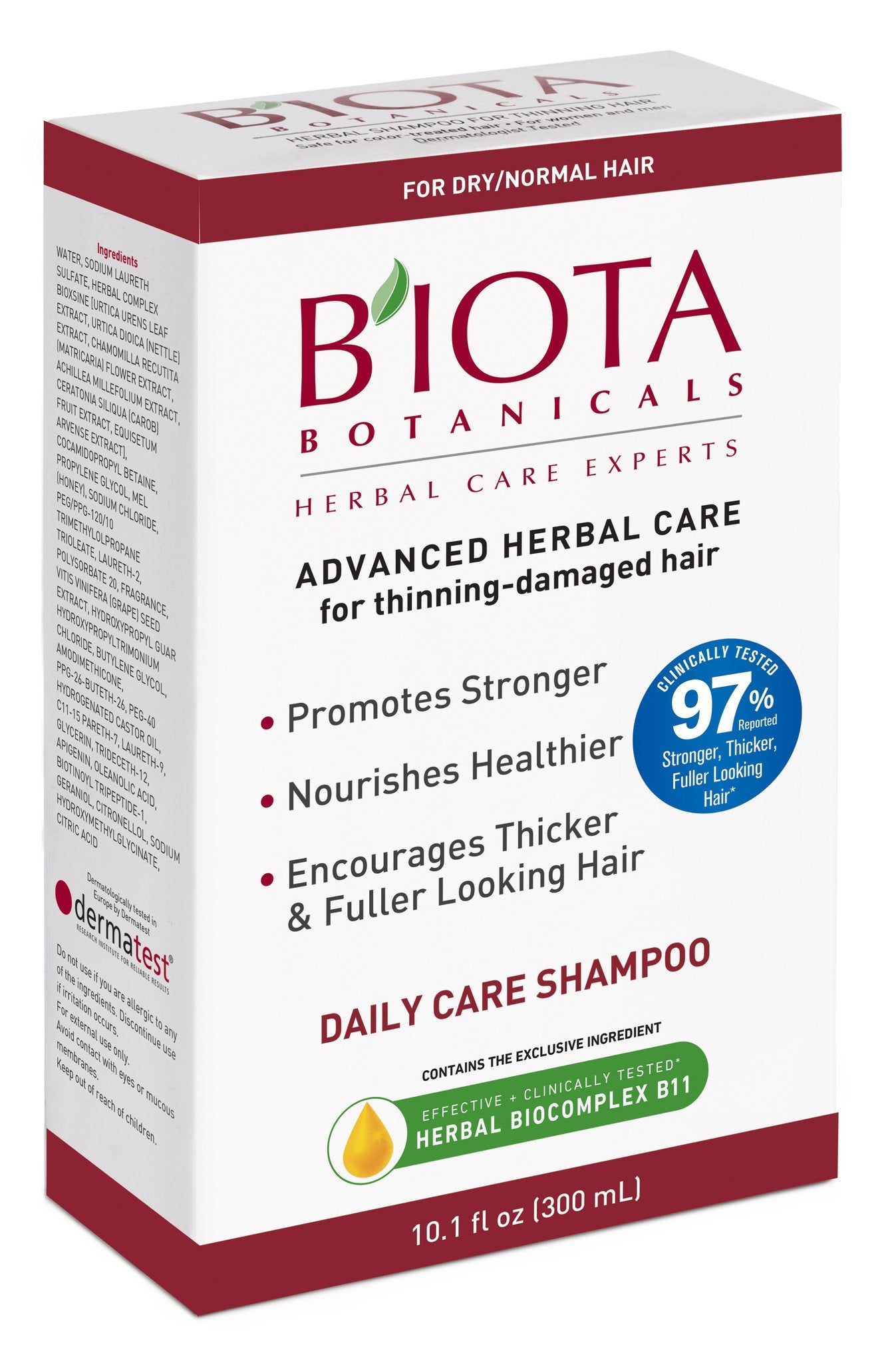 B'IOTA Botanicals Advanced Herbal Care Daily Care Shampoo for Thinning-Damaged Hair, 10.1 fl.oz / 300ml