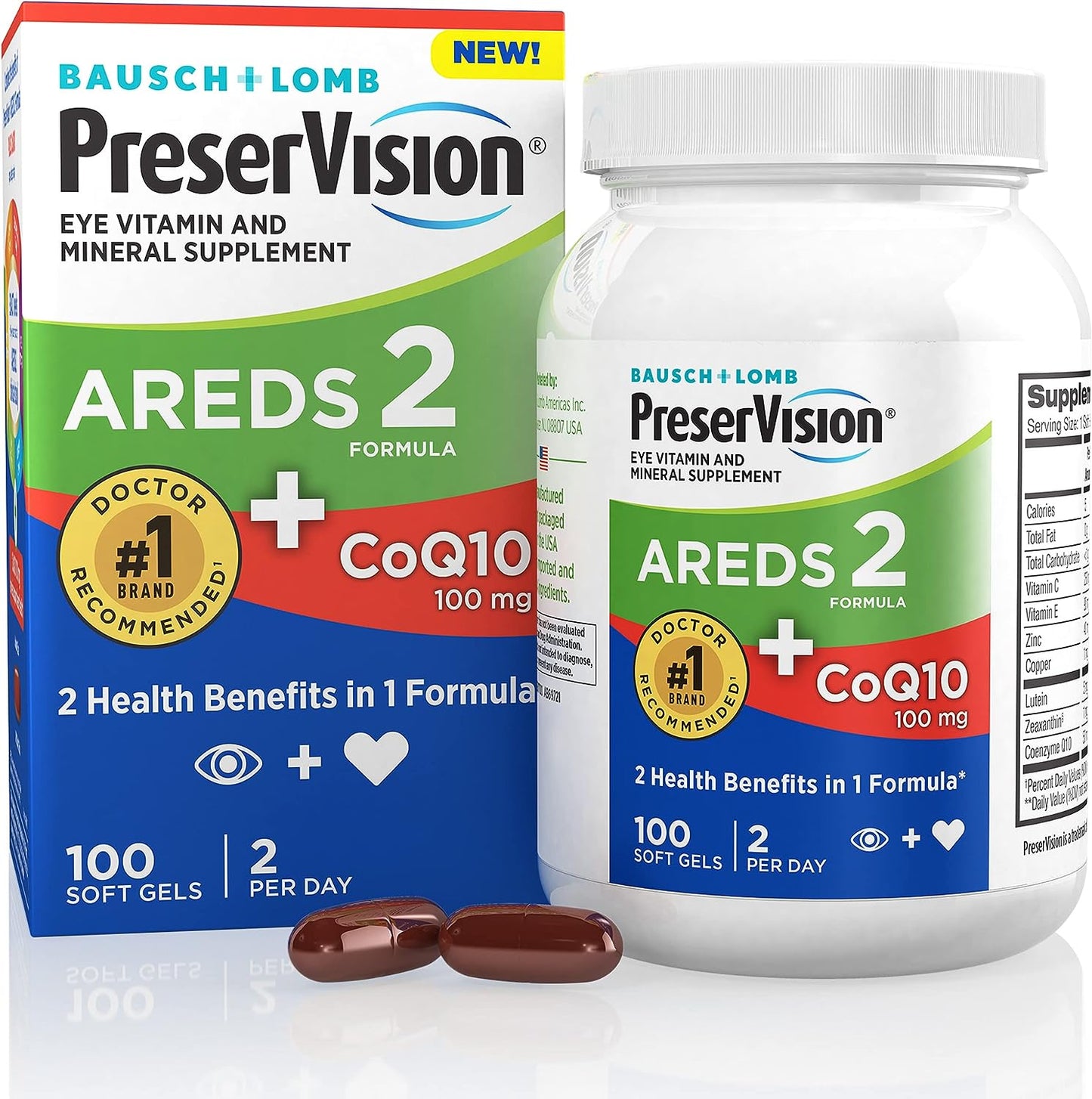 Bausch And Lomb Preser Vision Eye Vitamin And Supplement Areds 2 Formula 100 Softgels