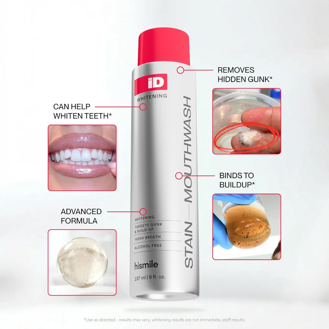 Hismile iD Whitening Stain Mouthwash, 237 ml / 8 oz