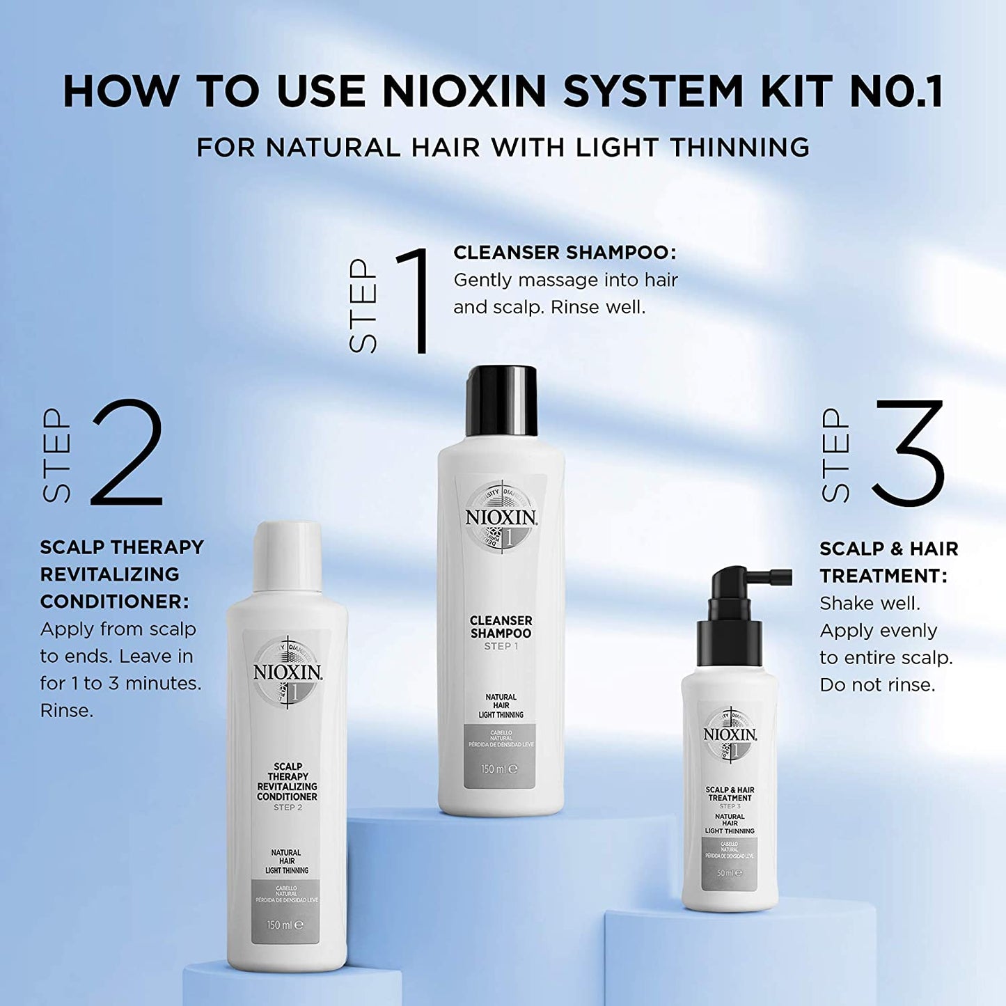 Nioxin Cleanser Shampoo System 1, Step 1, Natural Hair Light Thinning, 300ml